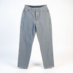 Vintage Rockies Western Railroad Stripe Mom Jeans Blue White High Rise Denim - 9